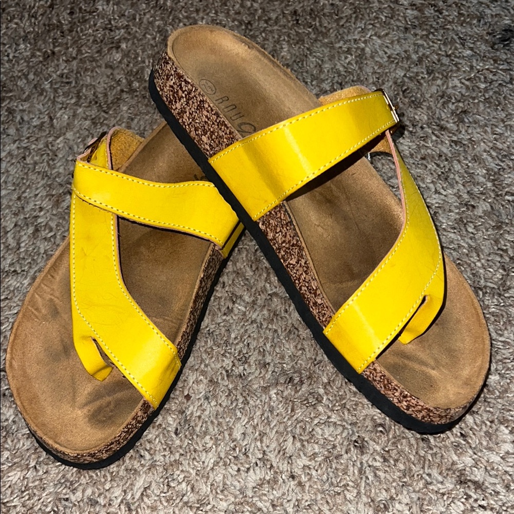 Yellow Sandals with Cork Sole